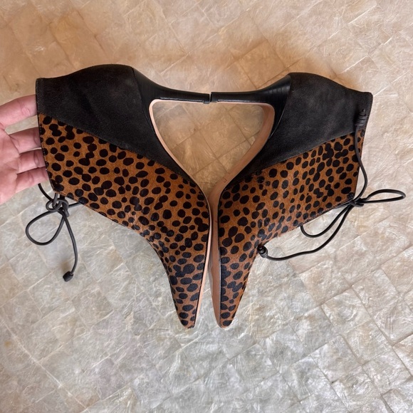 Ulla Johnson Suede & Calf Hair booties animal print brown textured sz 39 cheetah - Picture 4 of 10